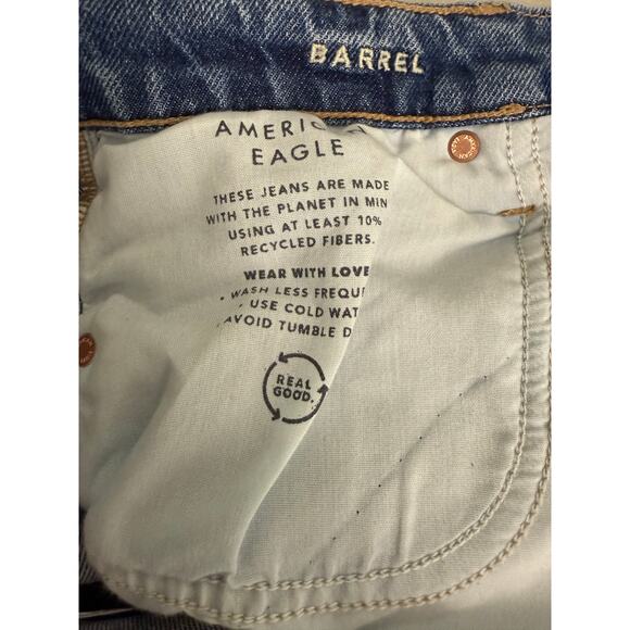 NWT American Eagle Stretch Barrel Jeans Mid-Rise Tinted Medium Sz 4 R - Picture 12 of 15